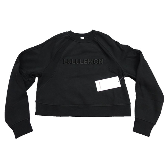 New Lululemon Size XS/S Scuba Oversized Sweatshirt Pullover Wordmark Black - Picture 1 of 10
